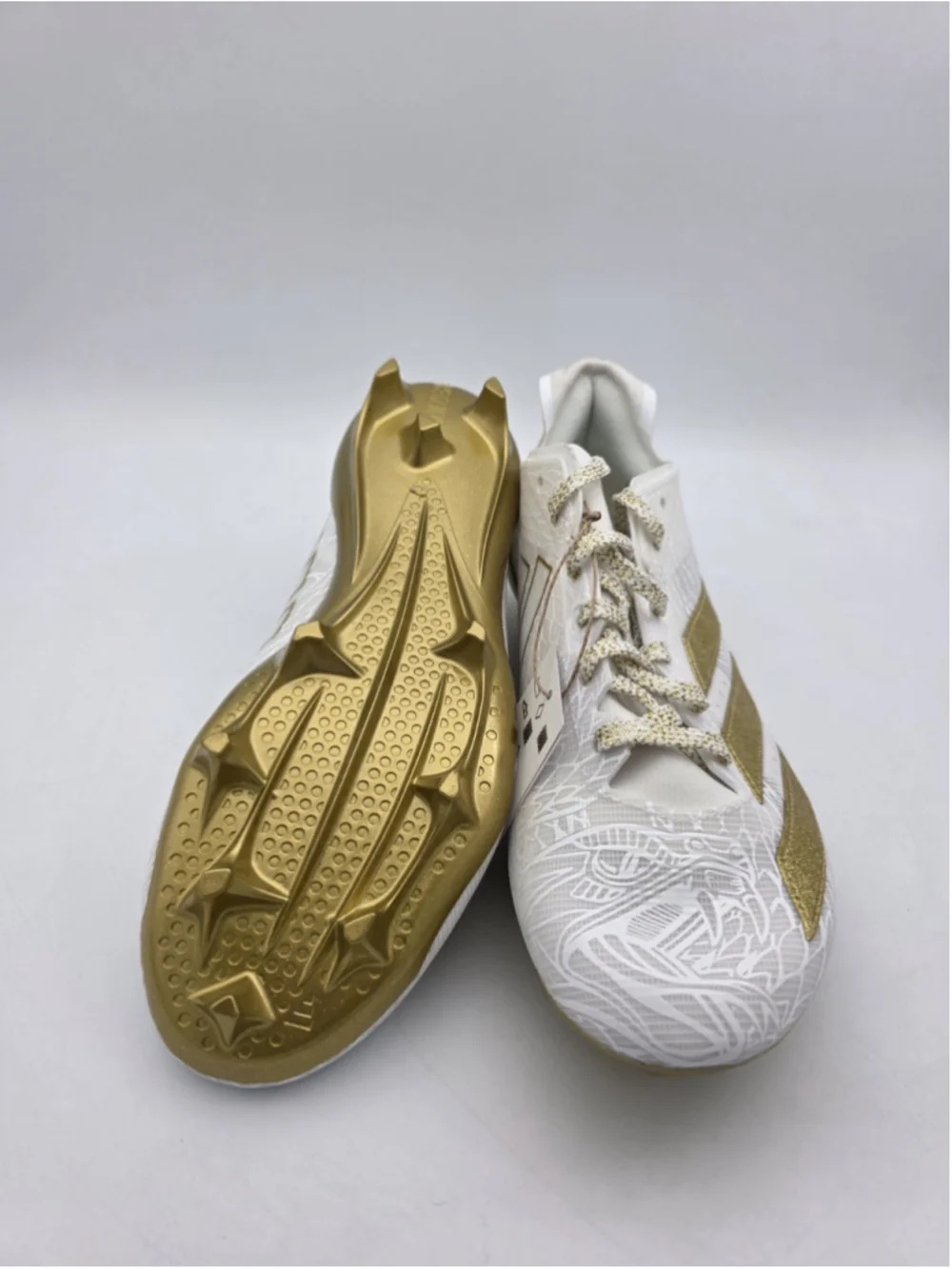 Adidas Men's Adizero Electric White Gold Metallic Cleats Shoes JH6254 Size 8